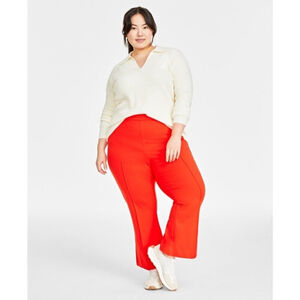 On 34th Women's Bright Orange Ponte Kick-Flare Ankle Dress Pants NWT